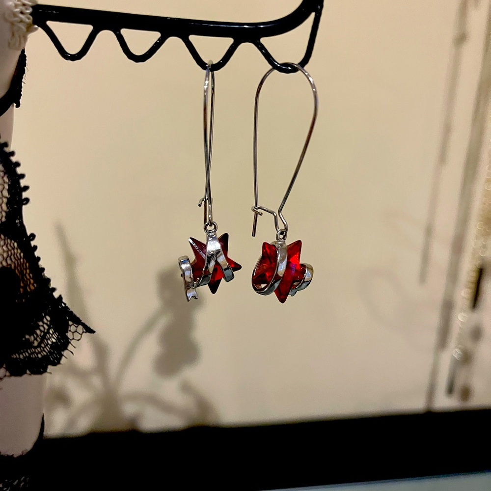 Swarovski earrings, rhodium plated